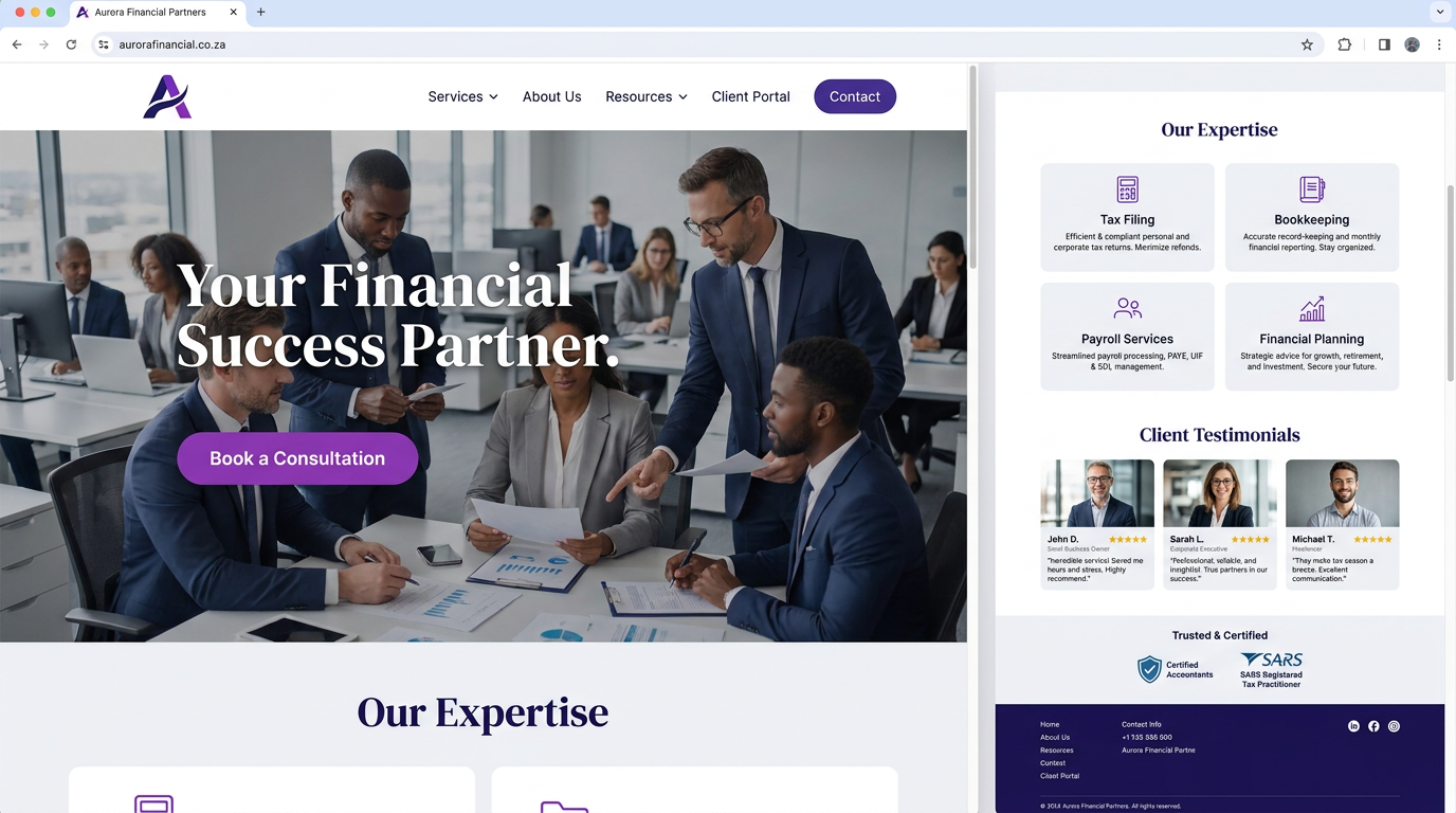 Accounting & Tax Services design concept by Conin Web Design