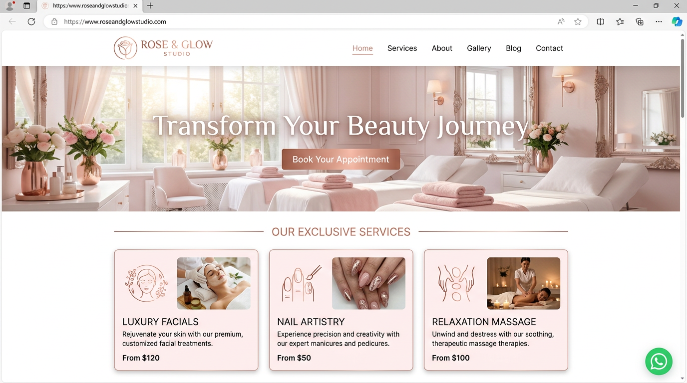 Beauty & Wellness Studio design concept by Conin Web Design
