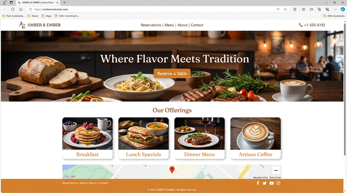 Local Restaurant & Café design concept by Conin Web Design